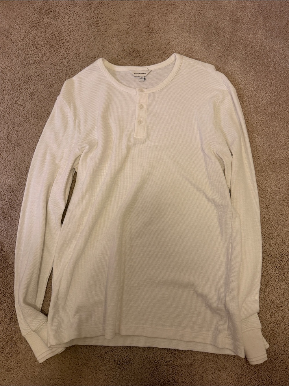 Club Monaco Men's White Long-Sleeve Henley